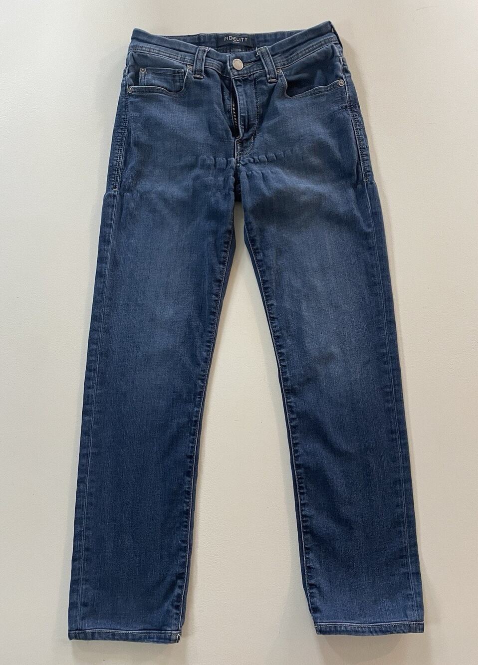 Men's Fidelity Jimmy Medium Wash Blue Denim Jeans Mid Rise Straight Size 29